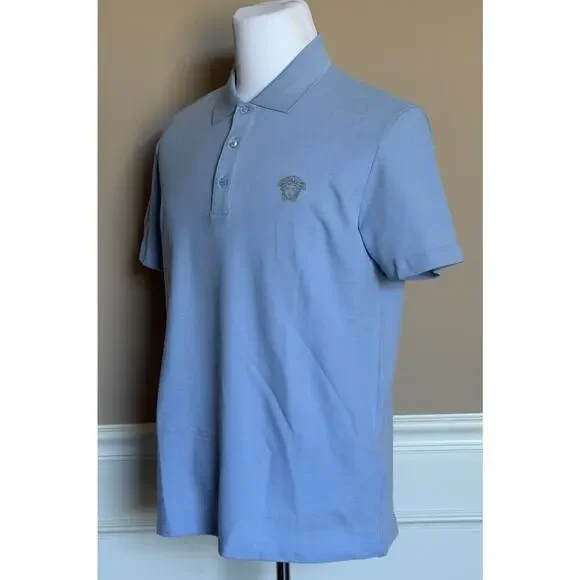 Versace Medusa Piquet Cotton Blue Short Sleeve Polo Shirt 5XL A89507S NWT